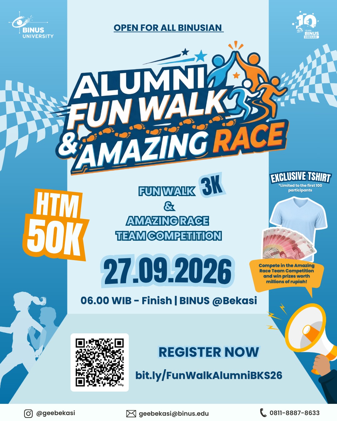 Poster Alumni Fun Walk & Amazing Race 2026 di BINUS Bekasi